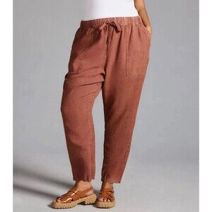 Anthropologie Pilcro Linen Drawstring Pants Brown Lagenlook Coastal Boho Small
